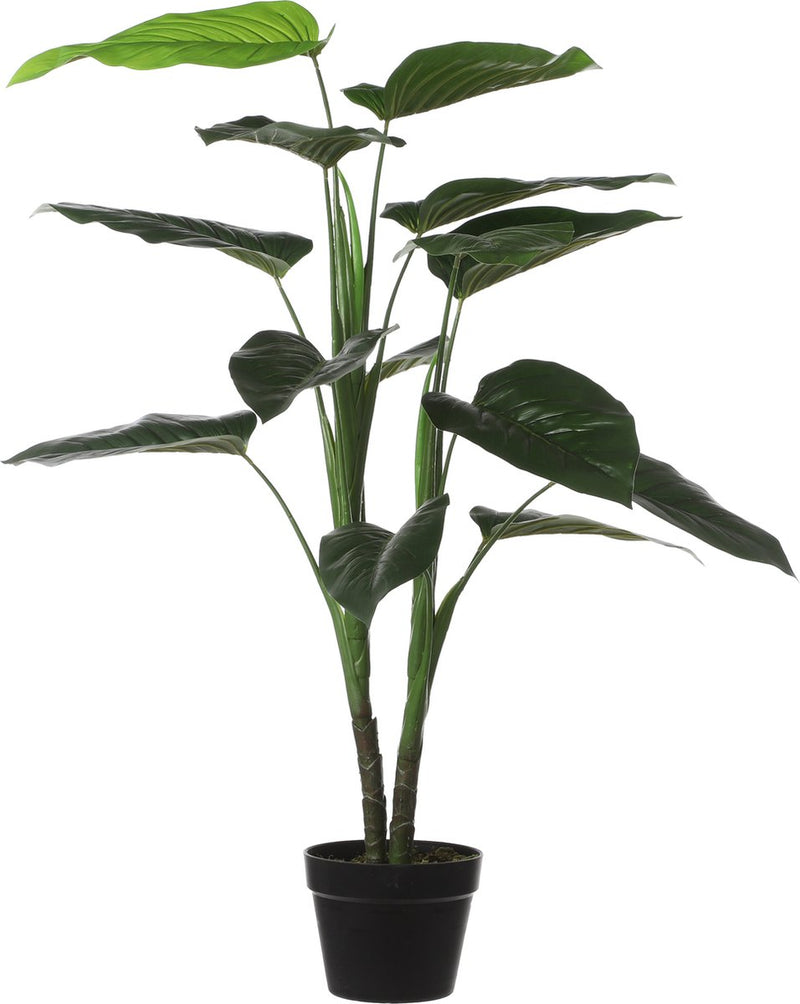 Glimmerdekorationen große Kunstpflanze – Philodendron – grün – 100 cm – schwarzer Topf – Zimmerpflanze – Kunstpflanze – Pflanzen