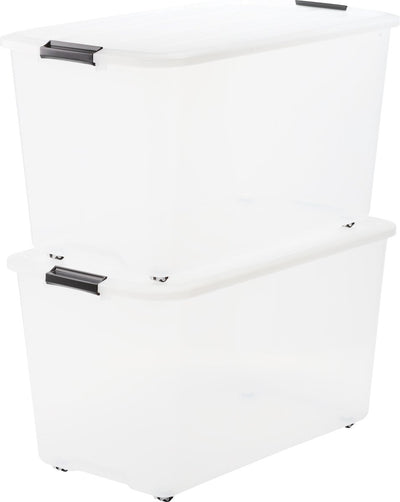 Iris Topbox Aufbewahrungsbox – 70l – Kunststoff – mit Rollen – transparent – 2er-Set