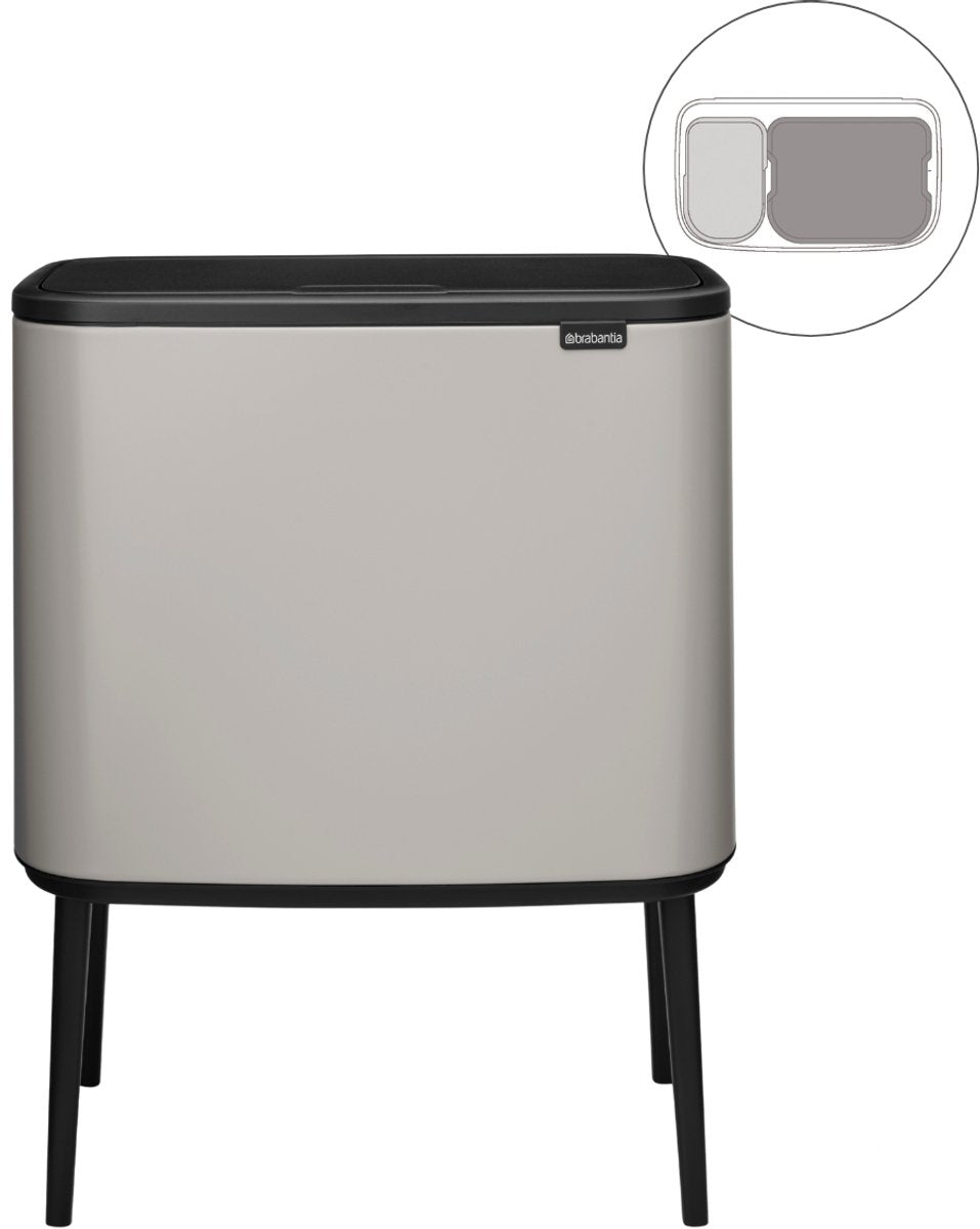 Brabantia Bo Touch Bin Abfallbehälter – 11 + 23 Liter – Mülltrennung – Soft Grey
