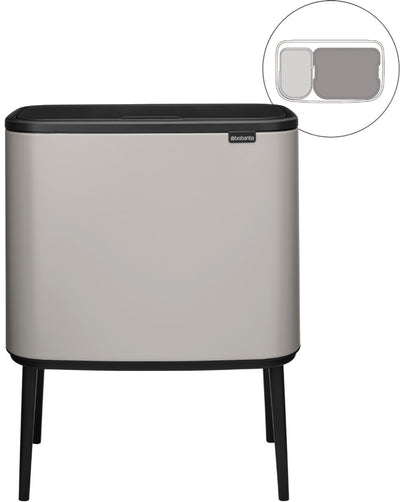 Brabantia Bo Touch Bin Abfallbehälter – 11 + 23 Liter – Mülltrennung – Soft Grey
