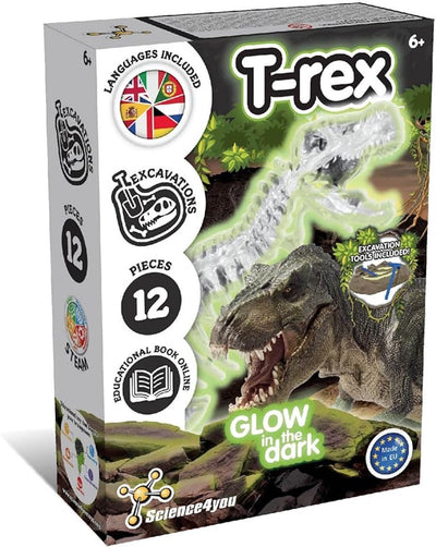 Science 4 You Science4You Glow in the Dark Fossil Excavation T-Rex – Dino Fossil Excavation Set – inklusive Meißelhammer – ab 6 Jahren