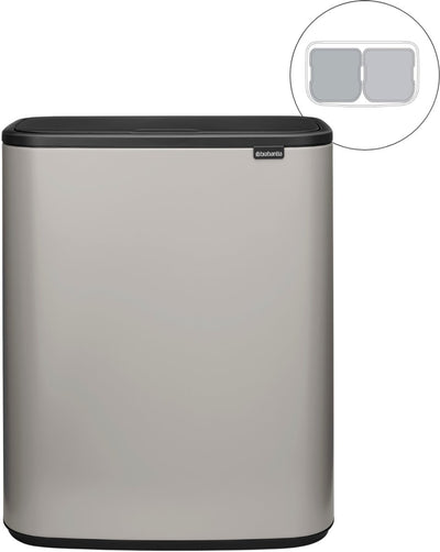 Brabantia Bo Touch Bin Abfallbehälter – 2 x 30 Liter – Mülltrennung – Soft Grey