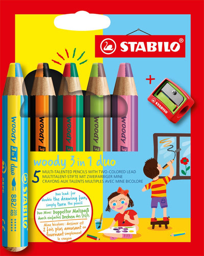 Stabilo Woody 3in1 Duo mit einem Bleistift schärfer, 6dlg.