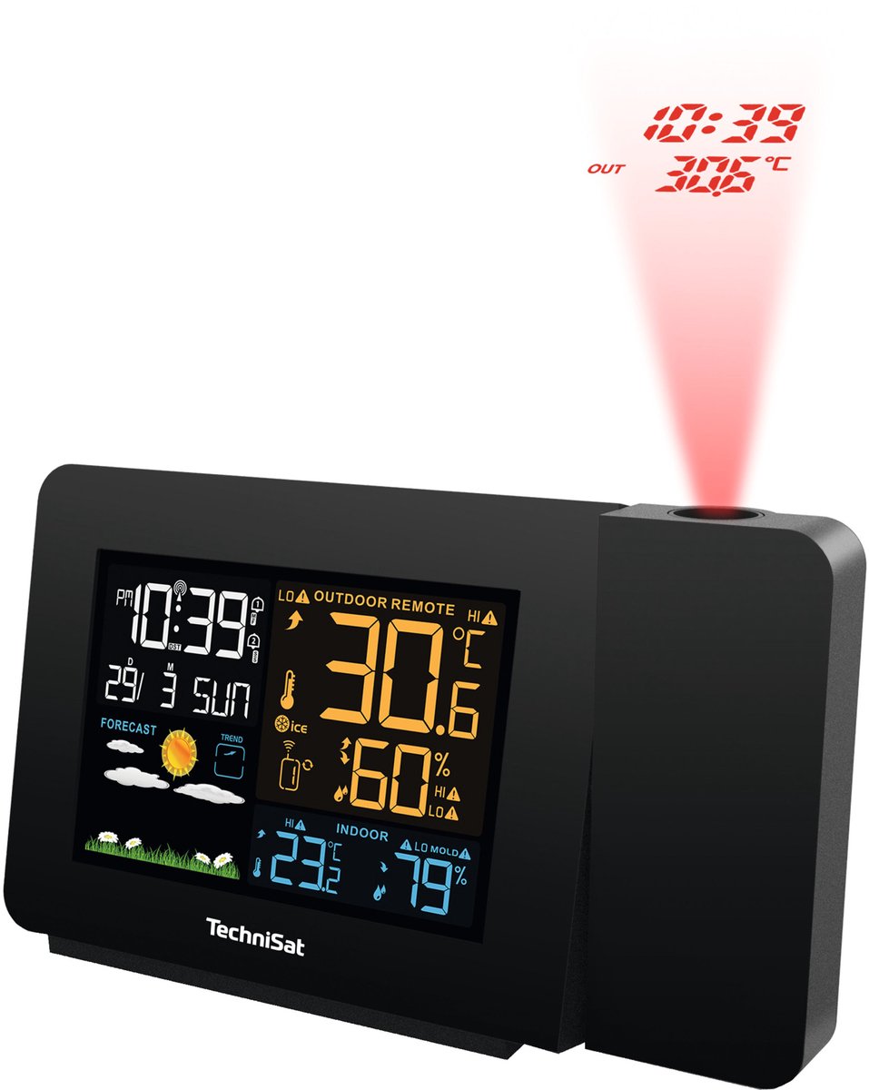 Technisat imeteo p1 Innen- und Außenwetterstation – Projektion – Hygrometer – Schwarz