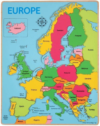 Bigjigs Holzpuzzle - Europa - 25 Teile - 30 x 38 cm