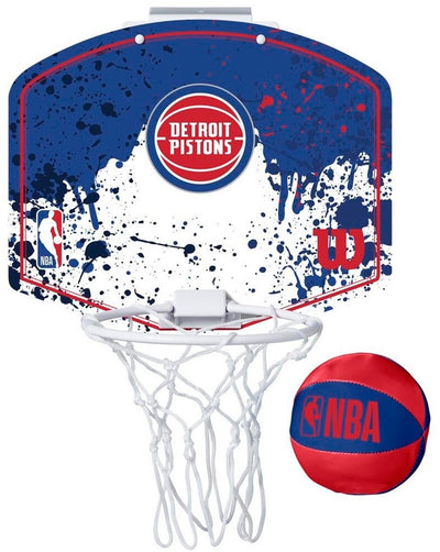 Wilson Team Mini Hoop NBA Pistons Set mit Ball und Mini-Basketball-Rückwand, mehrfarbig