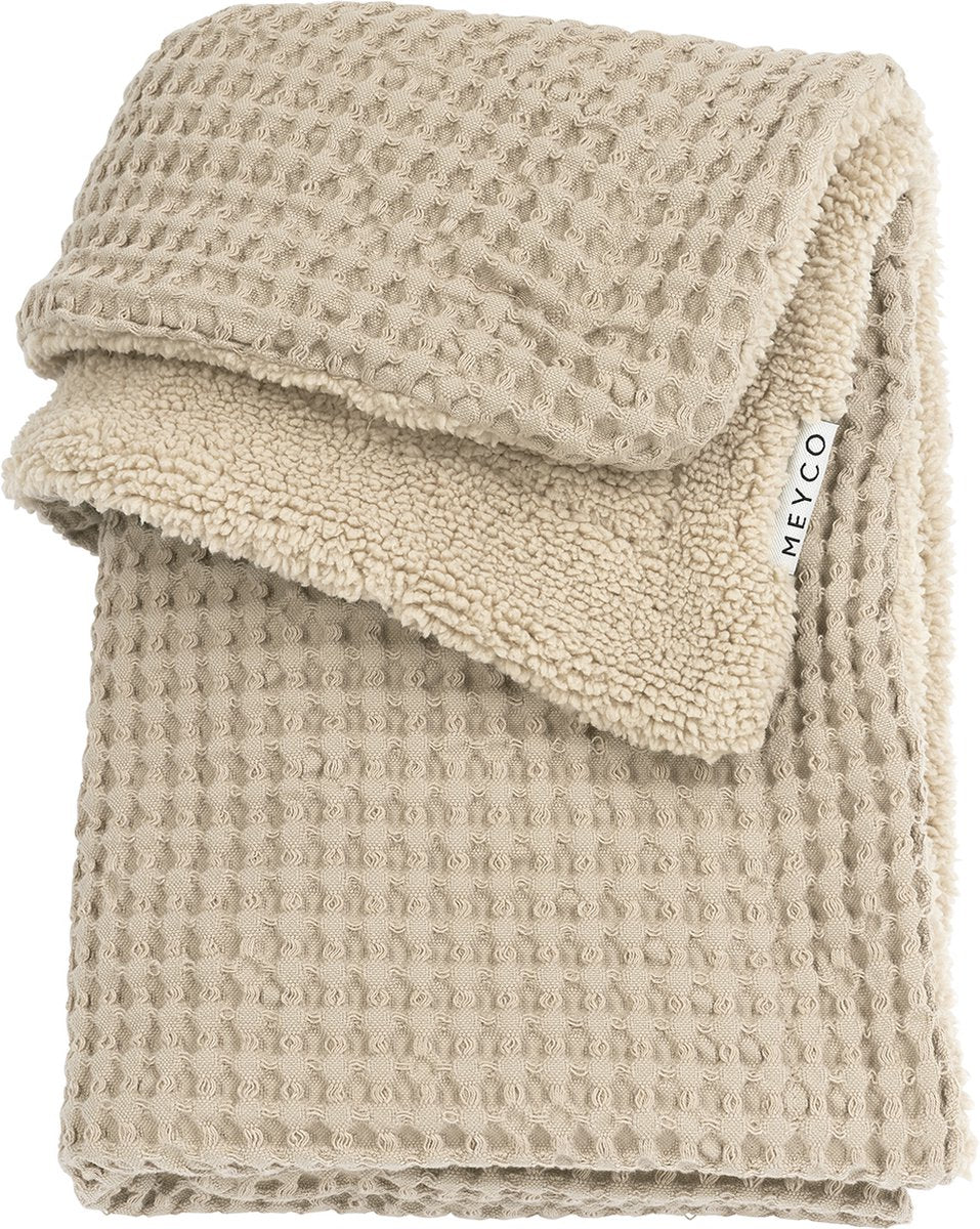 Meyco Baby Waffel-Teddy-Kinderbettdecke – Sand – 100 x 150 cm – 2,0 Tog
