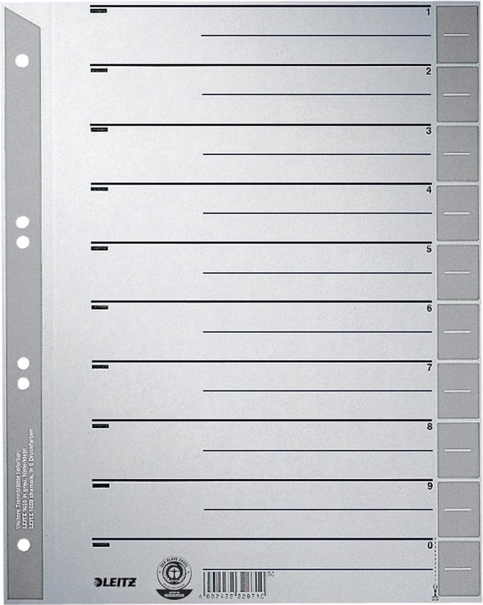 Leitz Trennblätter 1652 Karton A4 230gr grau