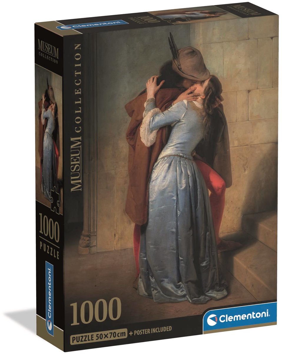 Clementoni – Puzzle – 1000 Teile – Hayez‘ Kuss – Puzzle für Erwachsene – hochwertige Sammlung