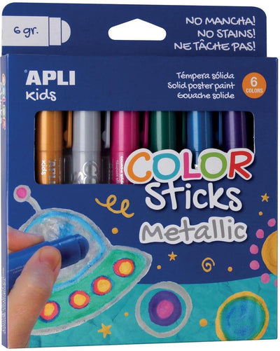Apli Kinderfarbe Farbstift Metallic 6x