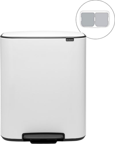 Brabantia Bo Abfallbehälter – 2 x 30 Liter – Mülltrennung – Weiß