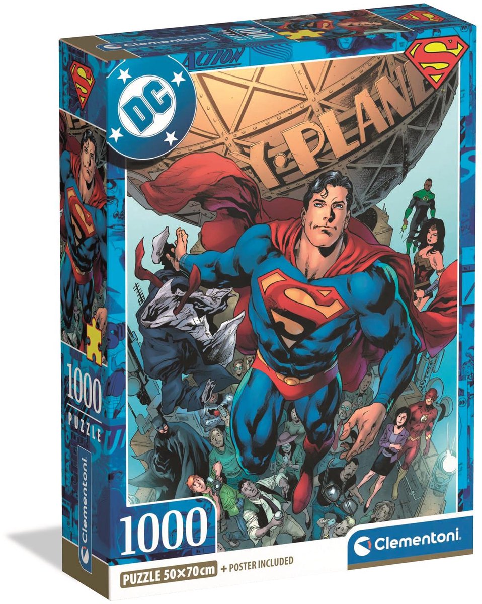 Clementoni - Puzzle - Superman - DC - 1000 Teile - mit Poster - ab 18 Jahren