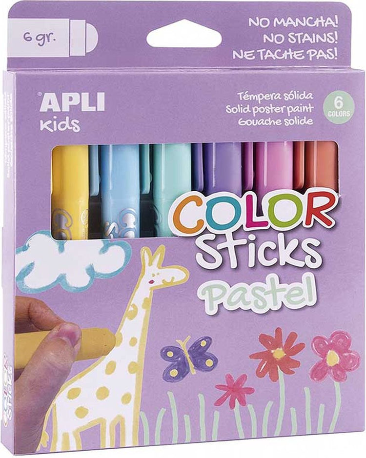 Apli kids paint color stick pastel colors - 6 colors