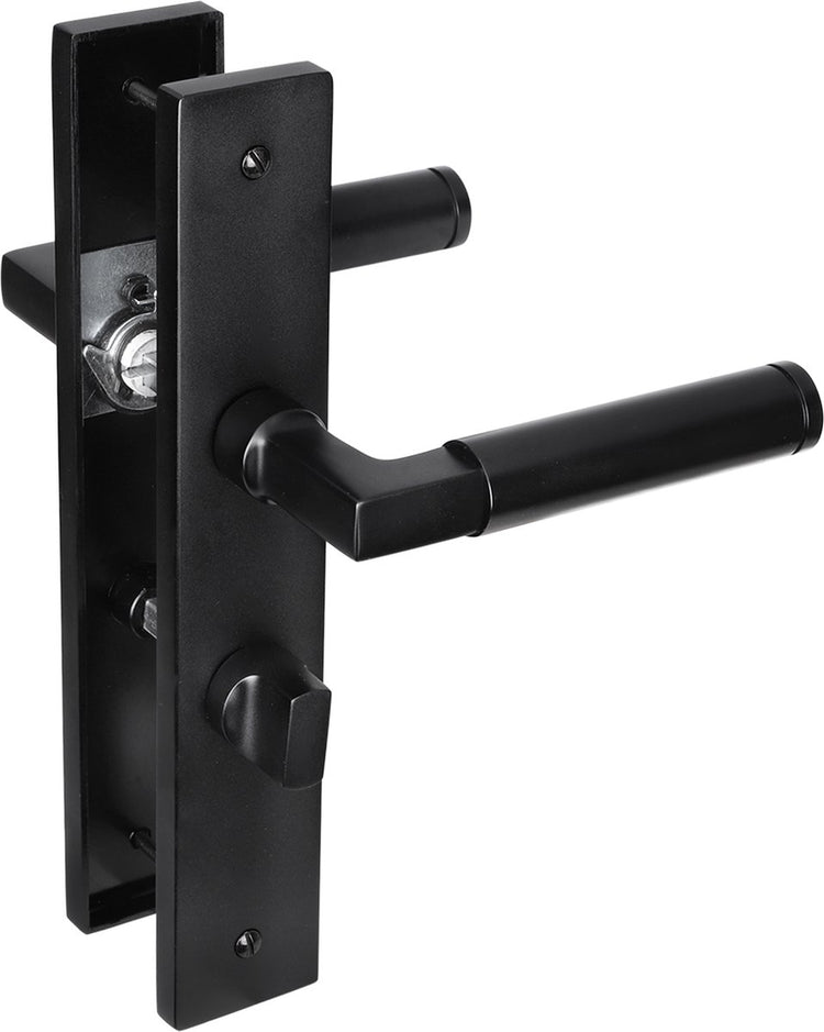 Impresso Innentürbeschlag Aston – quadratisches Türschild mit Schraube und WC-Schloss – Aluminium – schwarz