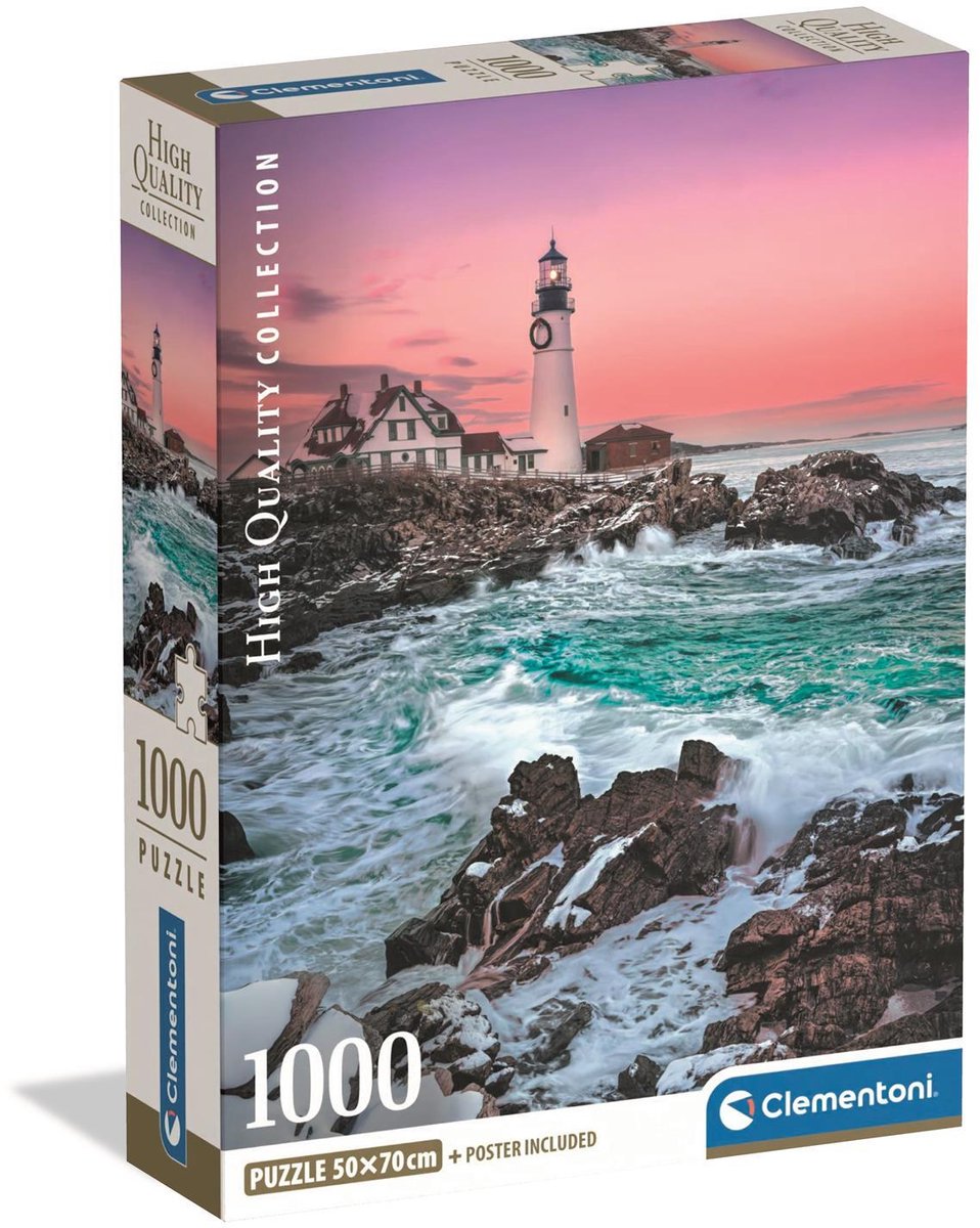 Clementoni Puzzle 1000 Teile First Snow at Portland Head, kompakt.