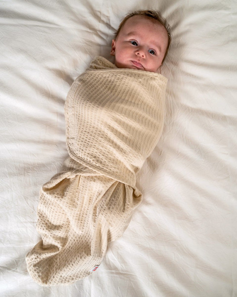 Lodger Bundler – Wickelschlafsack – Creme – 0,3 Tog – 60 cm (0–4 m) – Seersucker-Baumwolle – Wickeltuch
