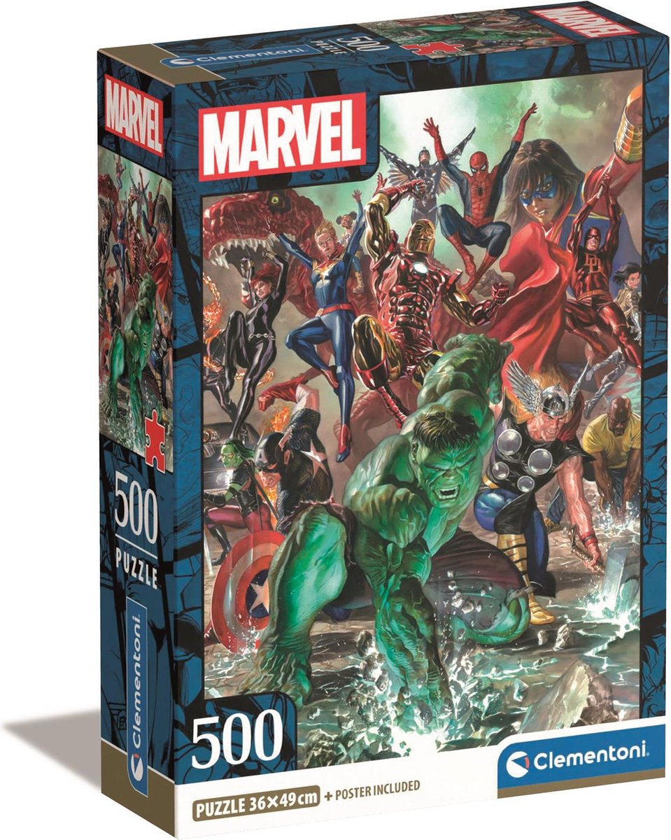 Clementoni – Puzzle – 500 Teile – Marvel Compact Box – Puzzle für Kinder und Erwachsene