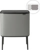 Brabantia Bo Touch Bin Abfallbehälter – 11 + 23 Liter – Mülltrennung – Mineralbeton grau