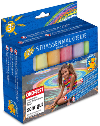 Pustefix Gehwegkreide – 12 Stück – Gib der Welt Farbe – 4 Jahre