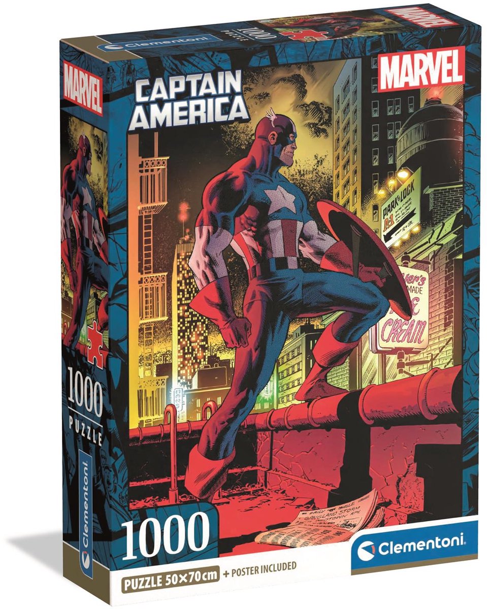 Clementoni – Puzzle – 1000 Teile – Marvel Captain America – Kompaktbox