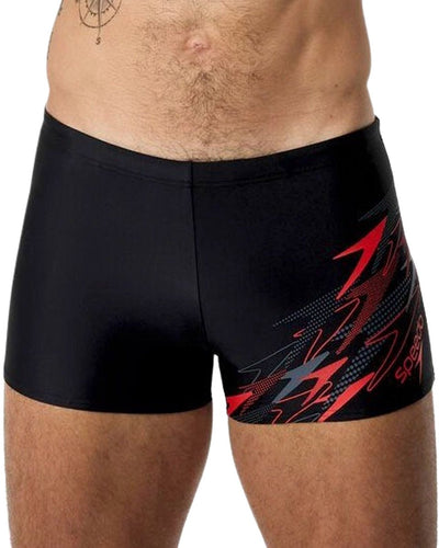 Speedo Medley Logo Aqua kurze Sport-Badehose für Herren – Blau Rot