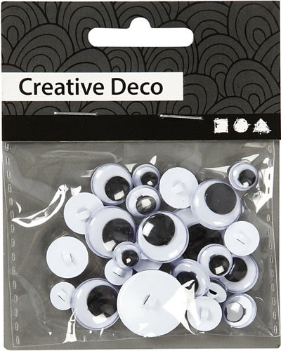 Creativ Company Kulleraugen, zum Aufnähen, zum Aufnähen, D 8-20 mm, 24 div. 1 Box