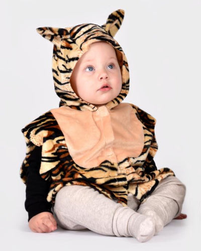 Den Goda Fen Kostüm Tiger – Mini-Umhang mit Kapuze – 86–110 cm – 1–4 Jahre – mehrfarbig
