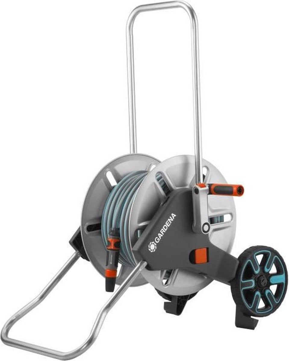 Gardena 25 m Metallwagen mit Schlauch silber