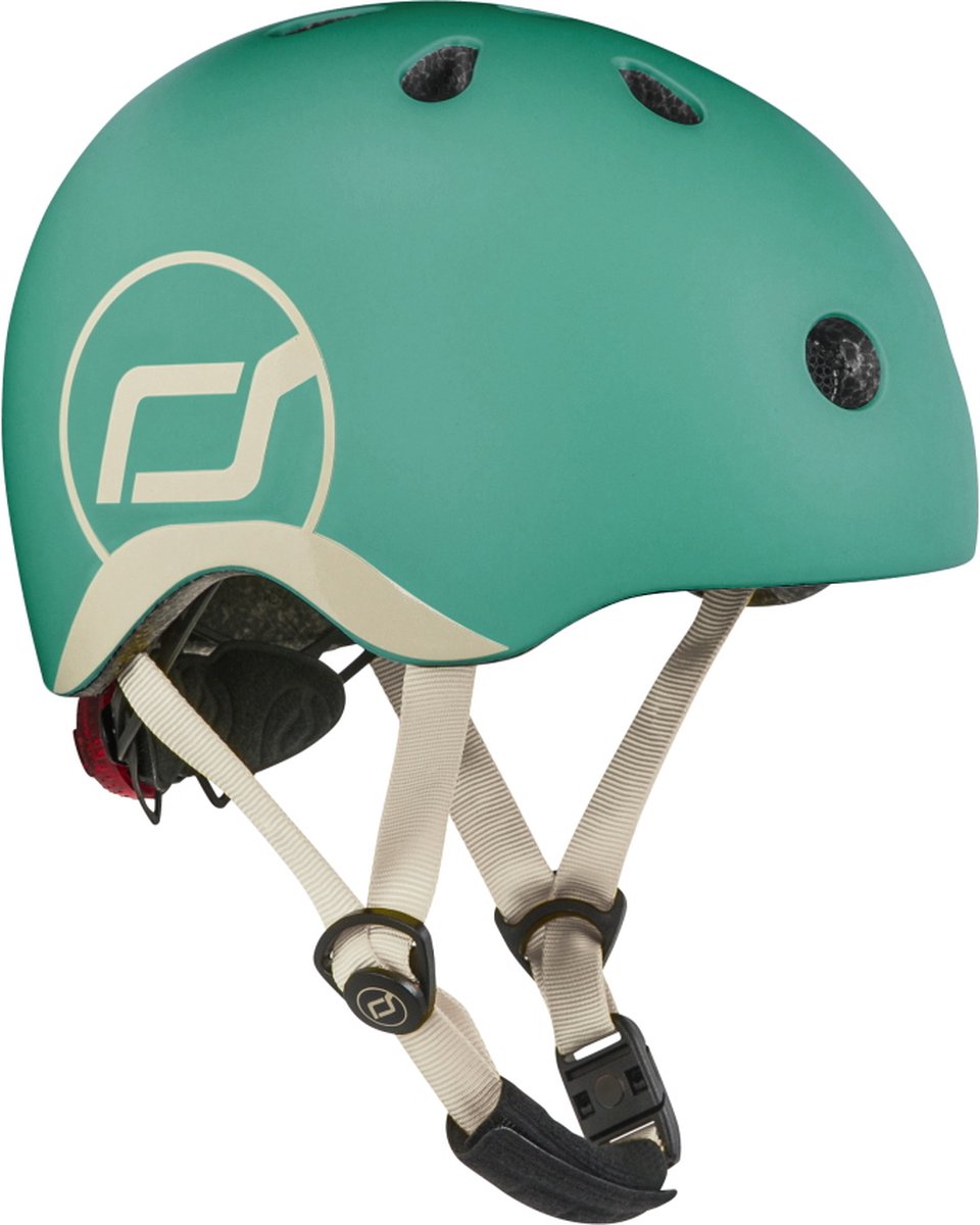 Scoot Ride Helm – Kinderhelm – XS 45–51 cm – LED-Rücklicht – Magnetverschluss – verstellbar – Wald