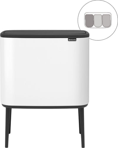 Brabantia Bo Touch Bin Abfallbehälter – 3 x 11 Liter – Mülltrennung – Weiß
