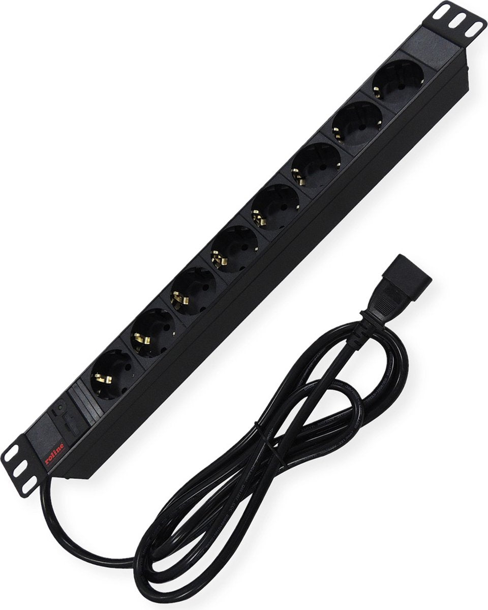 Roline 19 Steckdose 8-fach, C14-Stecker, schwarz, 2 m