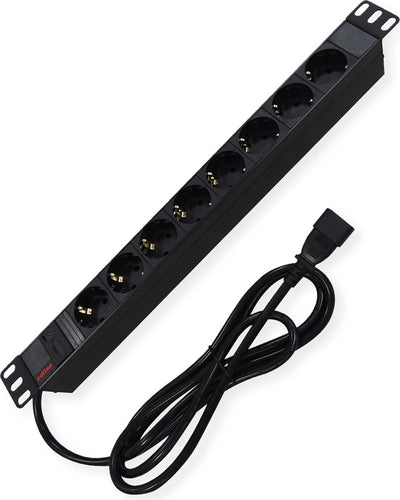 Roline 19 Steckdose 8-fach, C14-Stecker, schwarz, 2 m