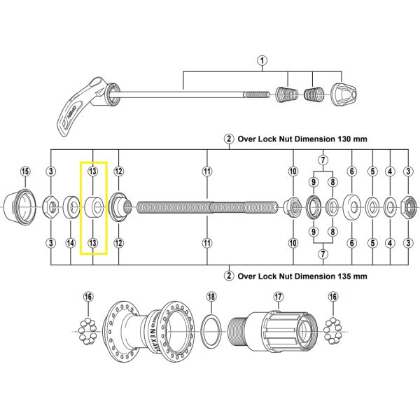Shimano -Entfernungsbus links 8 mm