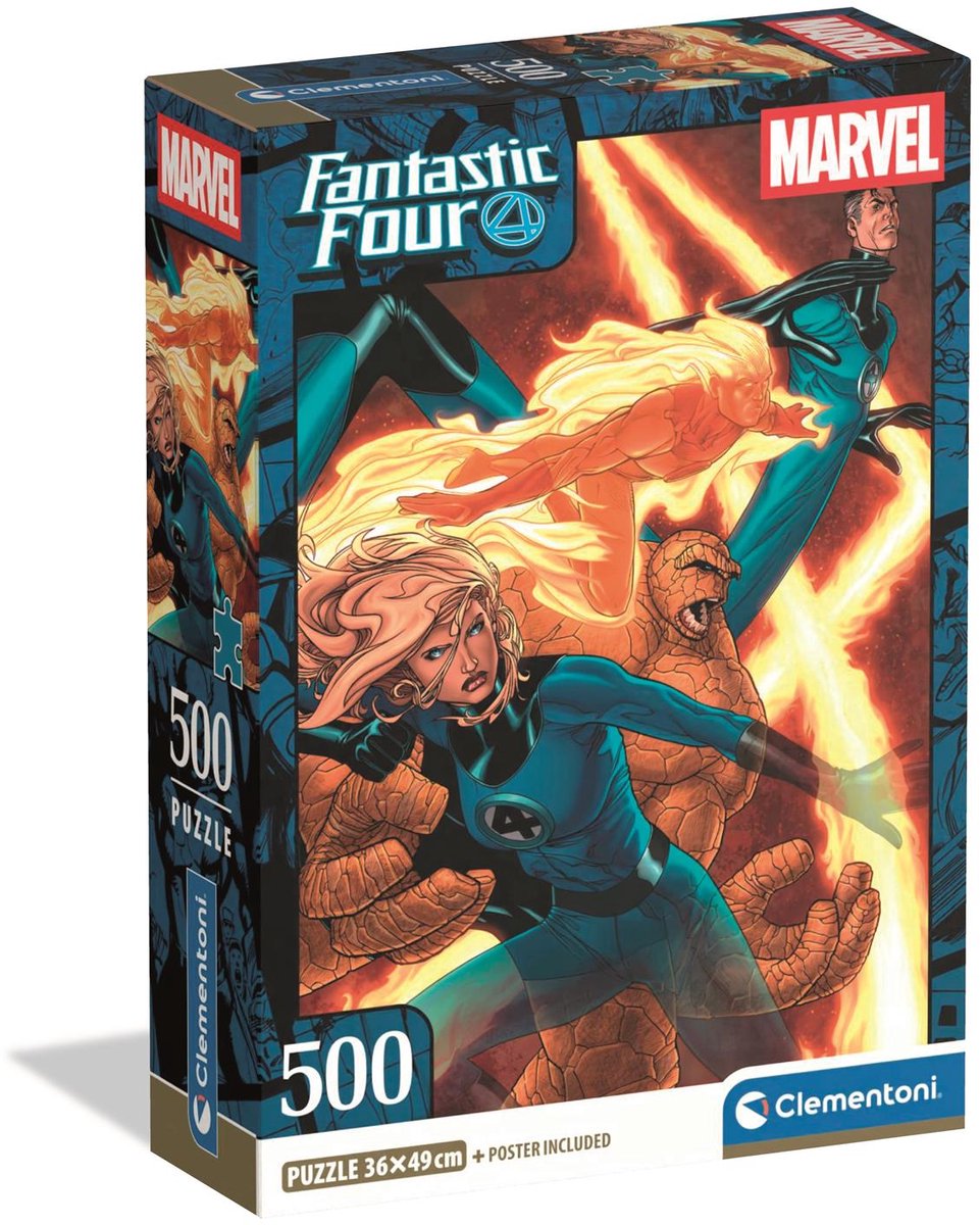 Clementoni - Puzzle - Marvel Fantastic 4 - 500 Teile - mit Poster - ab 14 Jahren