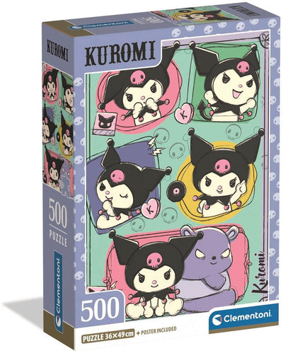 Clementoni Kuromi Puzzle 500 Teile – Sanrio Kinderpuzzle – Kompaktbox – Kawaii-Puzzle für Mädchen ab 10 Jahren