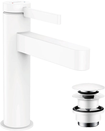 Hansgrohe finoris - Waschtisch-Mischbatterie - Einhebelbedienung - mit Ablassschraube - 110 mm - mattweiß