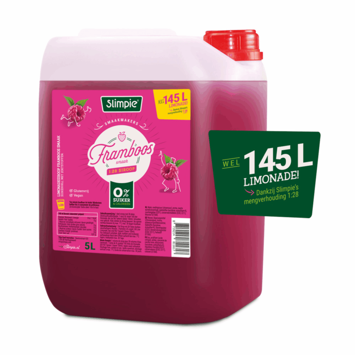 Slimpie Limonadensirup Himbeere zuckerfrei Dose (5 Liter)
