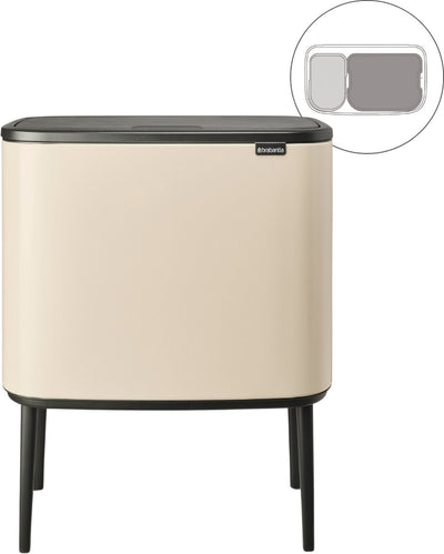 Brabantia Bo Touch Bin Abfallbehälter – 11 + 23 Liter – Mülltrennung – sanftes Beige