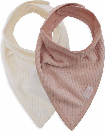 Jollein - Lätzchen Bandana - Baumwolle - Babylätzchen - 2 Stück - Samtripp Wildrose Elfenbein - 2 Stück