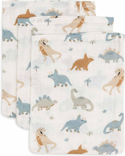 Jollein – hydrophiler Baby-Waschlappen – Baumwolle – 3 Stück – Roarsome – Baby-Waschlappen, hydrophile Waschlappen – 15 x 20 cm
