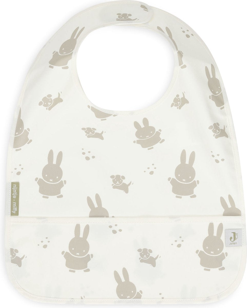 Jollein x Miffy Lätzchen wasserdicht Miffy Snuffy – Olivgrün – 2 Stück