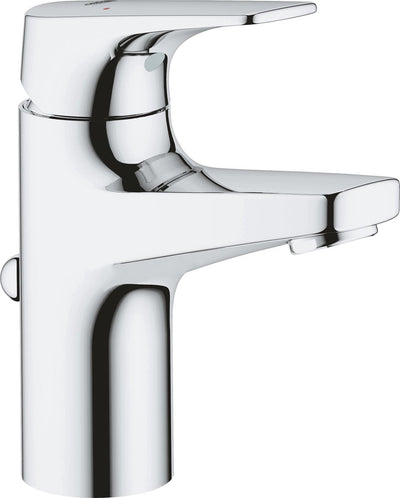 Grohe Bauflow Waschtischarmatur S – niedrige Mischbatterie mit Ablaufgarnitur – Öko – Chrom