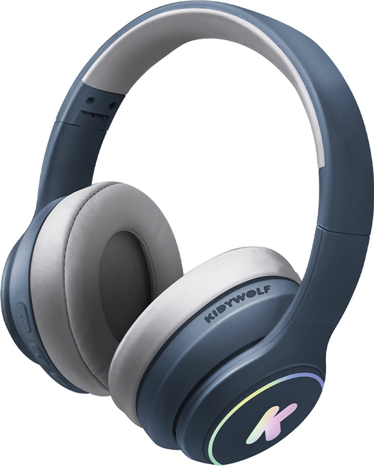 Kidywolf k-ears Bluetooth-Kinderkopfhörer blau – 85 dB Lautstärkebegrenzung, kabellos faltbar, LED