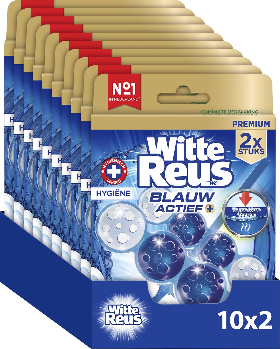 Weißer riesiger blauer Aktiv-Hygiene-Toilettenblock 100 g – Toilettenblöcke – Vorteilspackung – 2 x 10 Stück