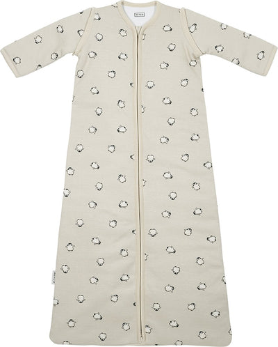 Meyco Baby-Pinguin-Babyschlafsack mit abzippbaren Ärmeln – weicher Sand – 90 cm – 2,5 Tog