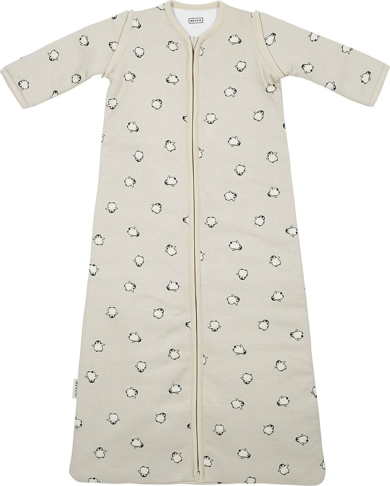 Meyco Baby-Pinguin-Babyschlafsack mit abzippbaren Ärmeln – weicher Sand – 90 cm – 2,5 Tog