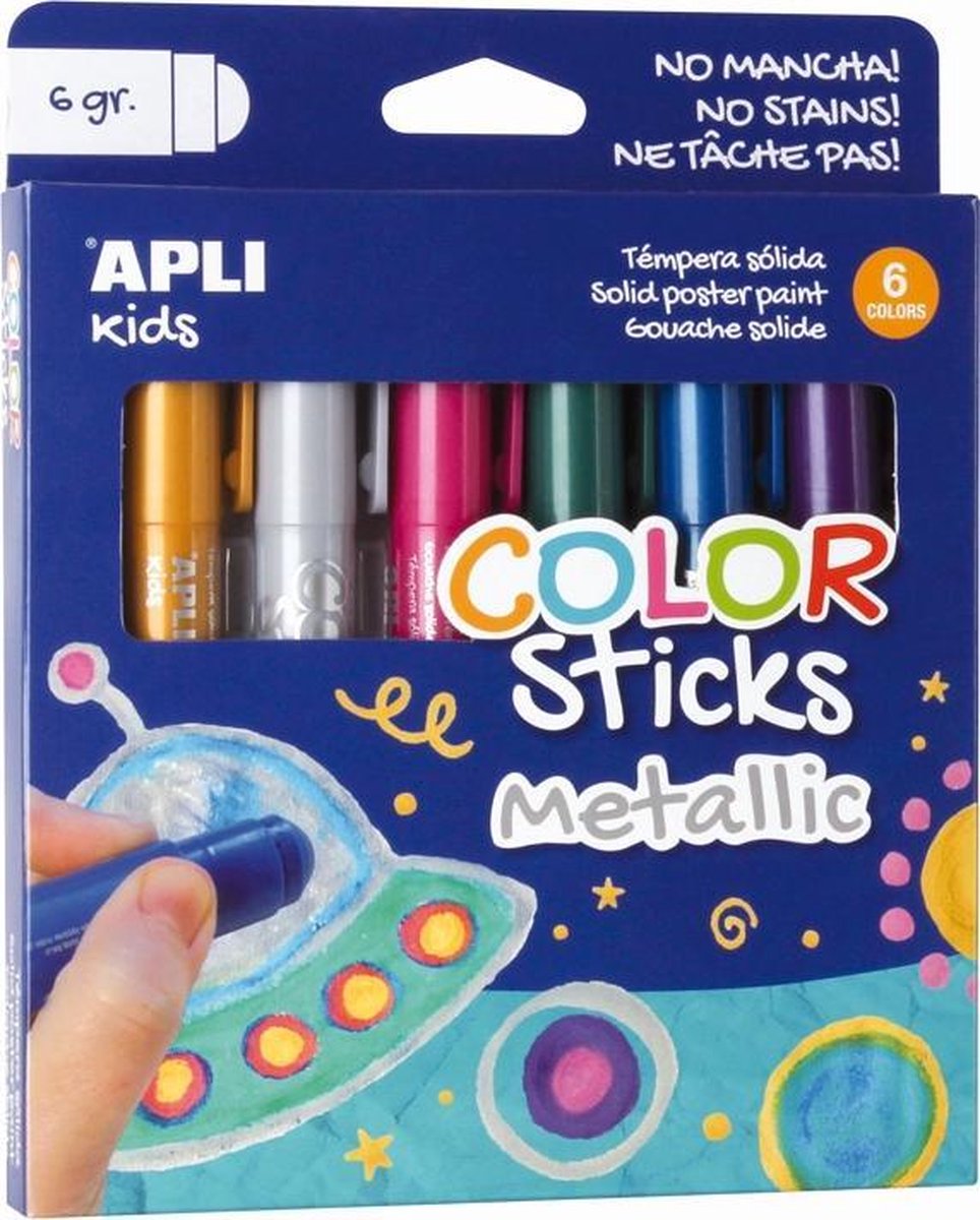 Apli Kinderfarbe Farbstift Metallic 6x