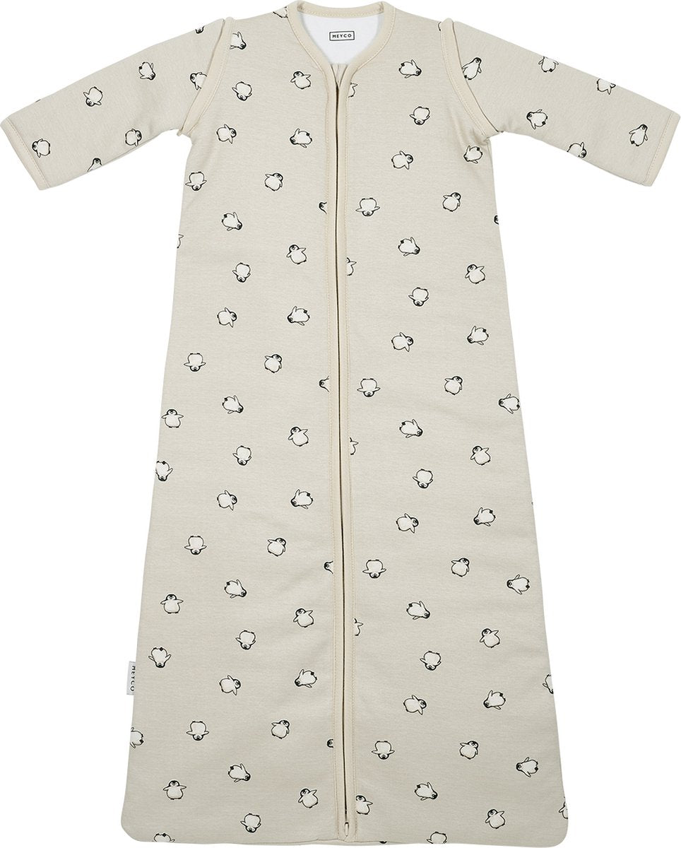 Meyco Baby-Pinguin-Babyschlafsack mit abzippbaren Ärmeln – weicher Sand – 60 cm – 2,5 Tog