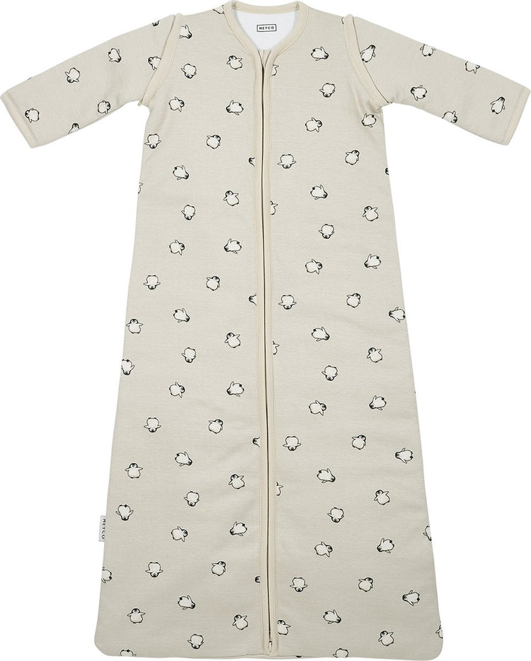 Meyco Baby-Pinguin-Babyschlafsack mit abzippbaren Ärmeln – weicher Sand – 60 cm – 2,5 Tog