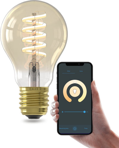 Calex Smart Outdoor Smart LED-Lampe – E27 – Smart Bluetooth Mesh-Glühbirne – RGB und warmweißes Licht – Gold – 7 W